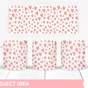 Valentine Mug full Wrap Sublimation design with hearts, svg for cricut mug press