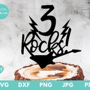 3. Geburtstag svg, 3 Felsen svg, Cake Topper svg, ein Geburtstag SVG, 3. Geburtstag Party svg, Junge Geburtstag SVG, Rock Star Geburtstag, ein SVG