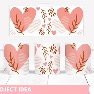 Valentine Mug full Wrap Sublimation design with hearts, svg for cricut mug press
