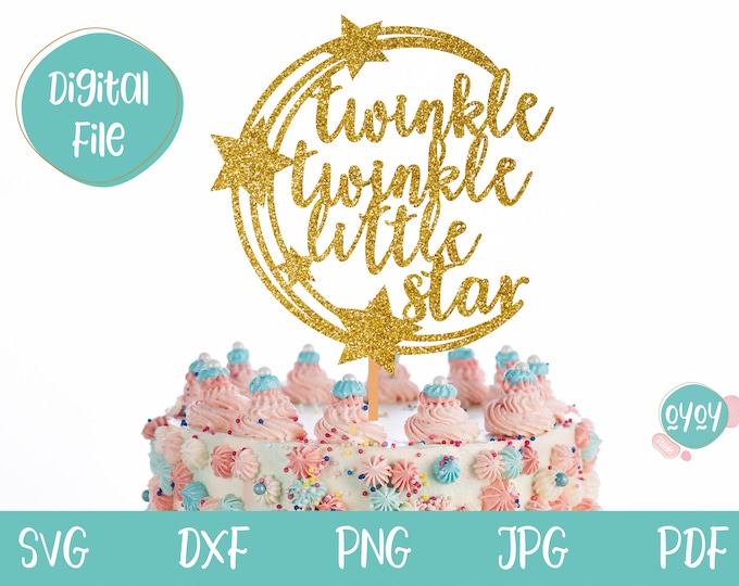 Gold "One Happy Birthday" Cake Topper - Twinkle Twinkle Little Star Theme, 1st Birthday Party Decoration - View #11