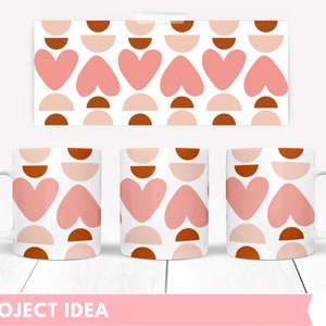 Valentine Mug full Wrap Sublimation design with hearts, svg for cricut mug press