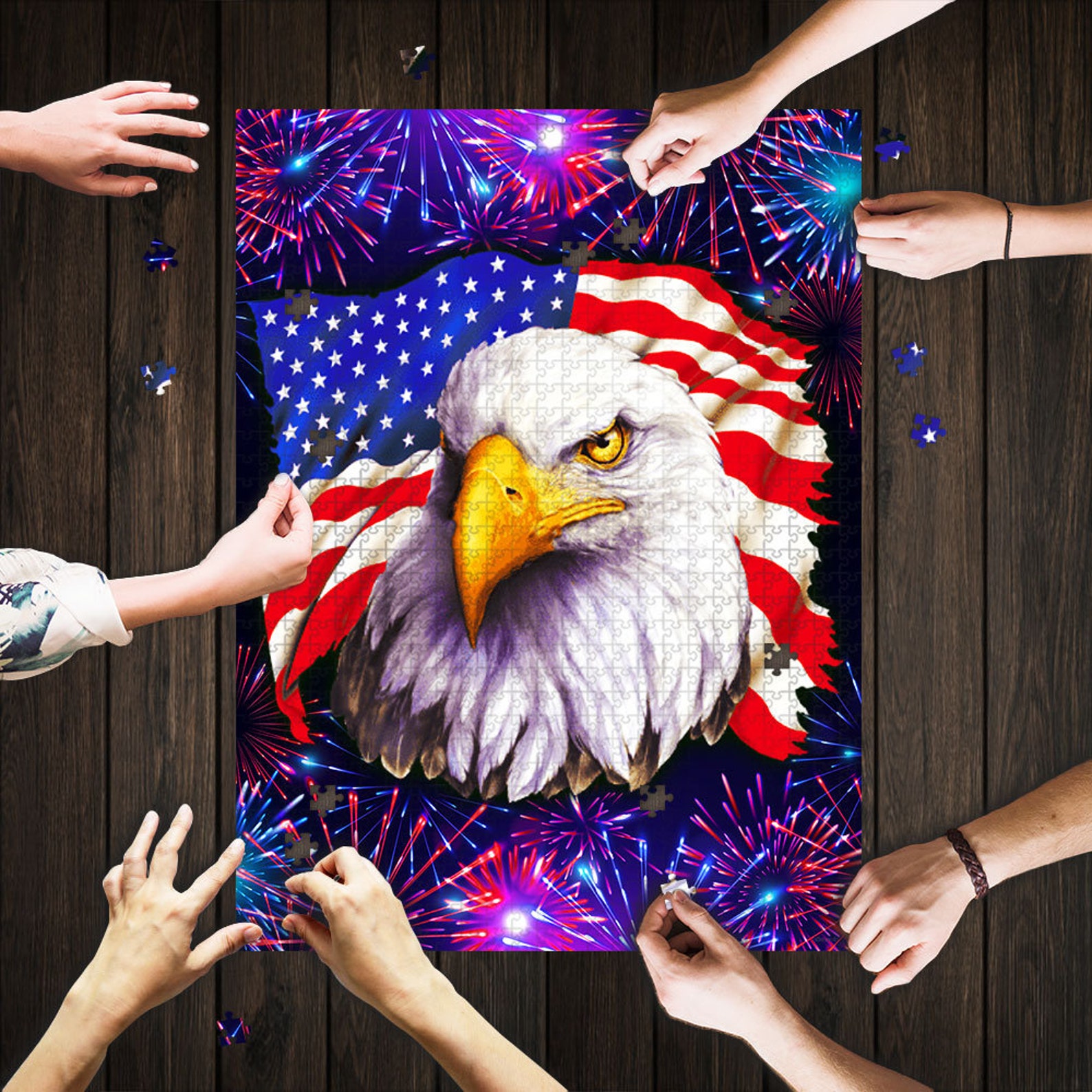 Patriotic Bald Eagle American Jigsaw Puzzle Qnk203pz 500 Etsy