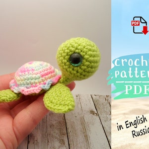 Crochet Pattern little turtle, Amigurumi animals pdf