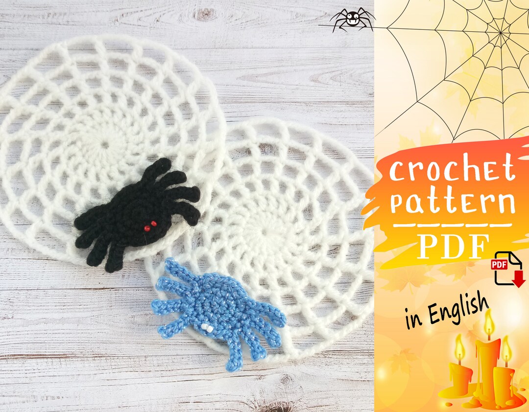 Crochet Halloween Coasters Pattern Decor Crochet Spider and Etsy