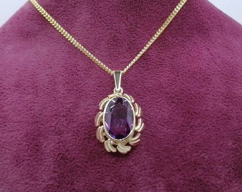 Halskette Gold 333er mit Amethyst Anhänger