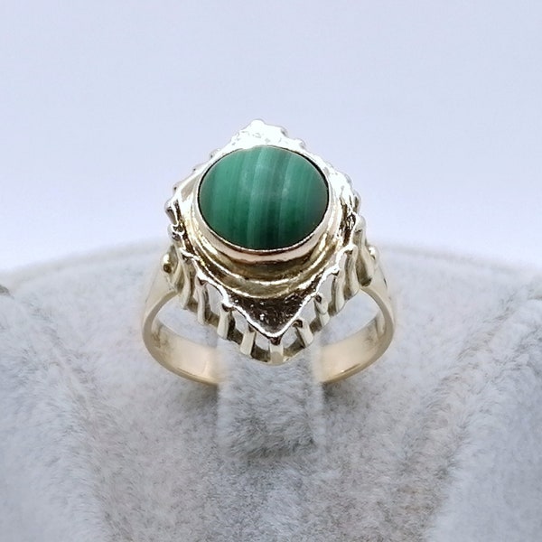 Vintage Gold 585er Damenring mit Malachite