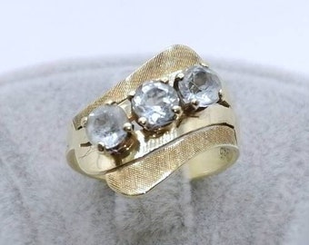 Ring Gold 585er mit Aquamarin Vintage Damenring Gr. 53