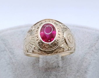 Vintage 1942 Boston University Ruby Gold Ring