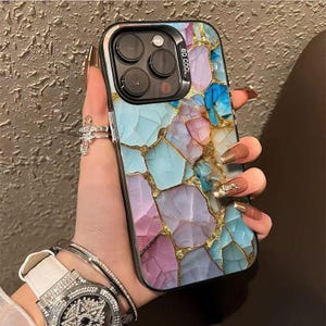 Telefoonhoesje gebrandschilderd glas splitsen, hoesje voor iPhone 16 15 14 13 12 Plus Pro Max, stoere telefoonhoesjes, hoesje iPhone 16, telefoonhoesje glasmozaïek