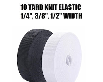 Beyond Trim Sewing Elastic Knit Elastic Black & White - 10yds (1/2", 3/8", 1/2") / FREE SHIPPING