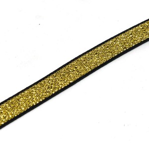 Paictheix Gold & Silver Glitter Elastic Ribbon - 4cm (1.57") Wide, 6 Yards Total, For Waistbands, Headbands, Crafts