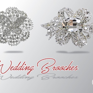 Wedding Rhinestone Brooch Pin, Dress Sash Brooch, Crystal Rhinestone, Silver.