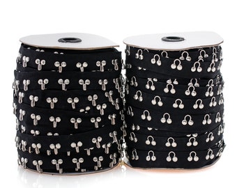 Black hook and eye tape trim 1" width cotton hook and eye tape - TL391B