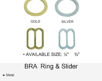 50 pair BRA Rings OR Sliders set for swimwear or bra making- 1/4"/6mm, 3/8"/10mm, 1/2"/12mm, 5/8"/15mm, 3/4"/20mm