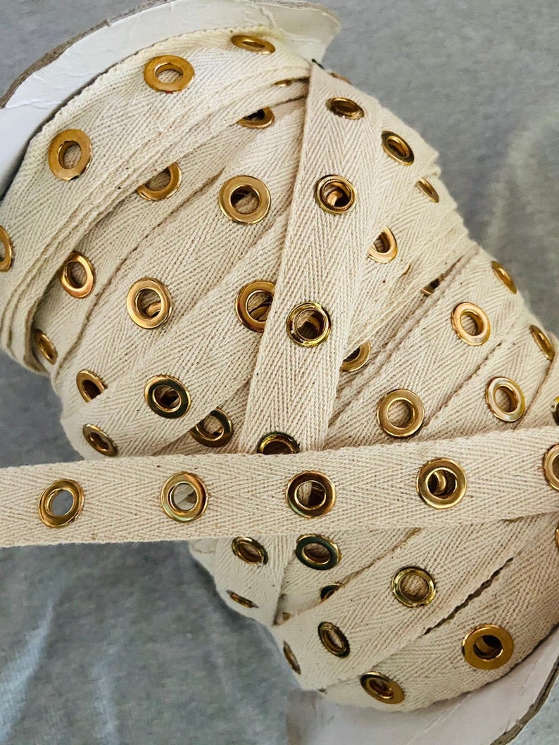 Natural Undyed Cotton Grommet Tape Eyelet Cotton Twill Tape Etsy
