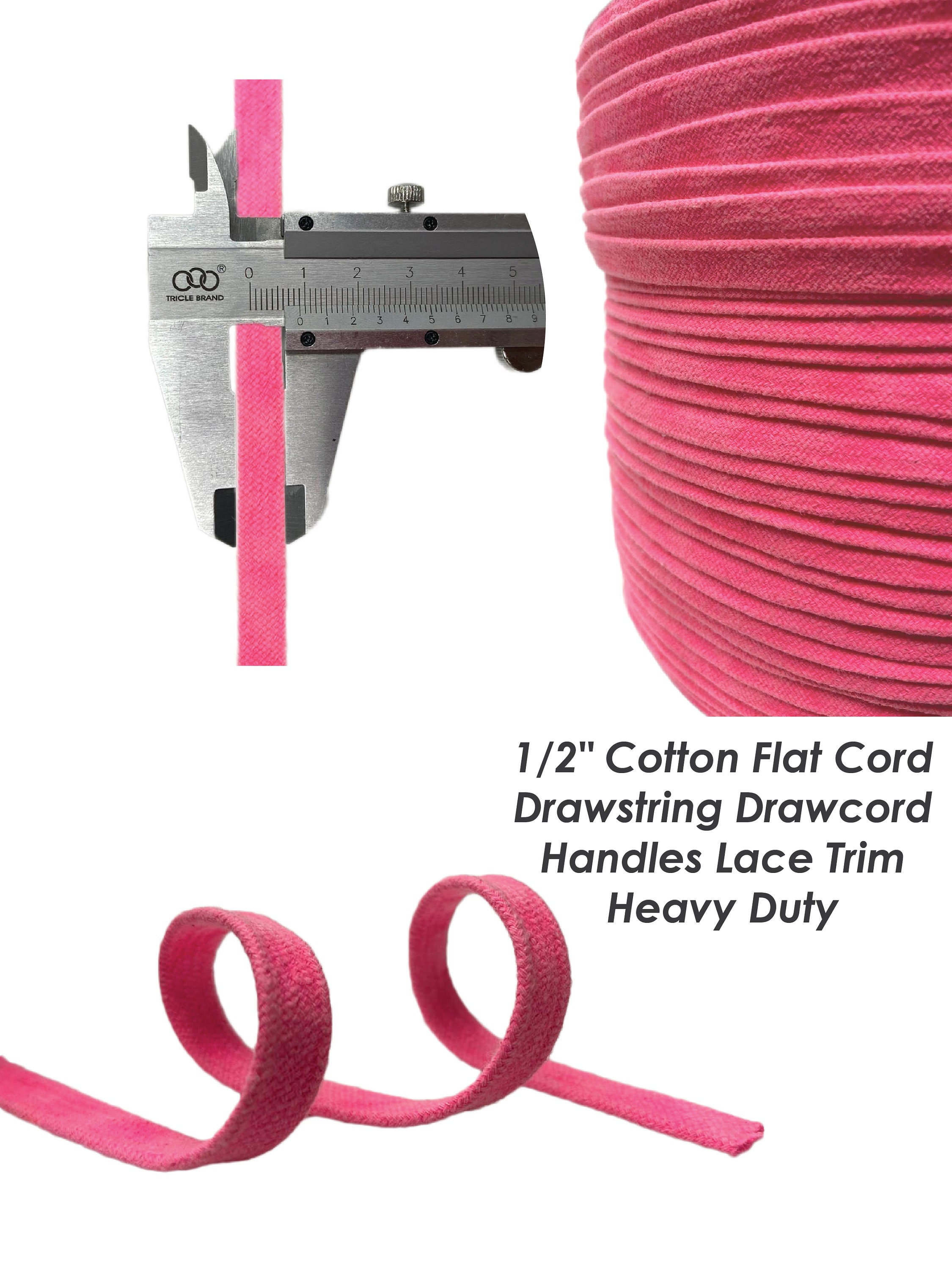 3/8 Cotton Flat Cord Drawstring Drawcord Handles Lace Trim Heavy