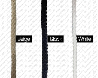 Beyond Trim Drawstring Cord Rope - 100% Cotton DIY Crafts Sewing 48B Black ,NAT , WHITE  - 10 Yards