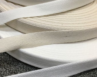 5 yards natural cotton twill tape, choose your size, 100% cotton herringbone tape, ivory twill tape FREE SHIPPING! - LA9473