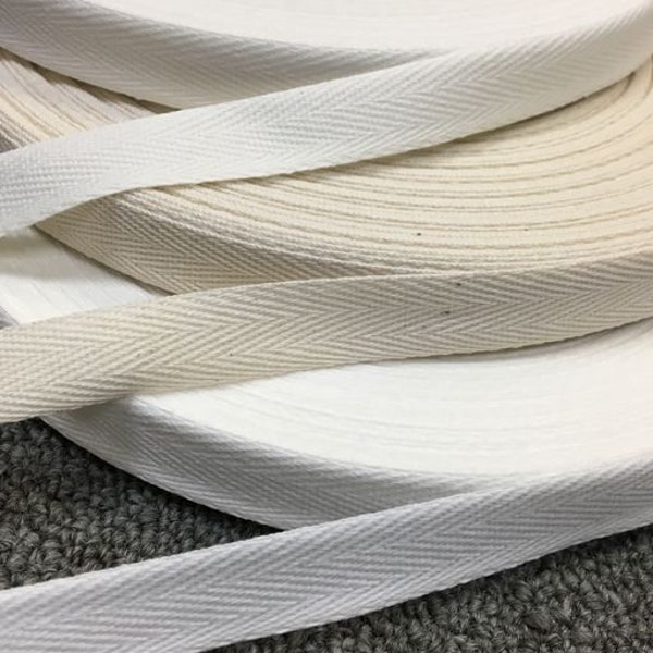 5 yards natural cotton twill tape, choose your size, 100% cotton herringbone tape, ivory twill tape FREE SHIPPING! - LA9473