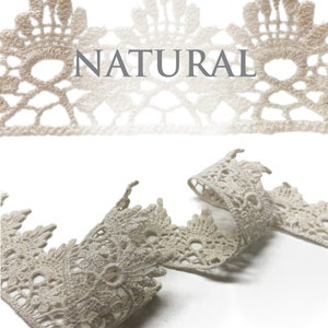 100% COTTON. Lace Trim, Crochet Lace Trim, Lace Trim, Ivory Cotton Lace, Natural Cotton Color Off White