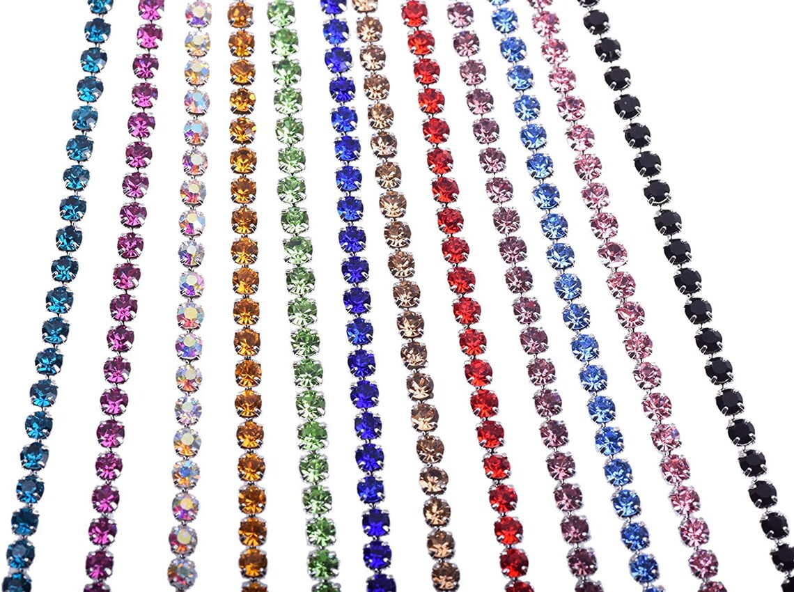 Smoke Black Rhinestone Chain by Yard With Clear Crystal -DIY Sparkling ...