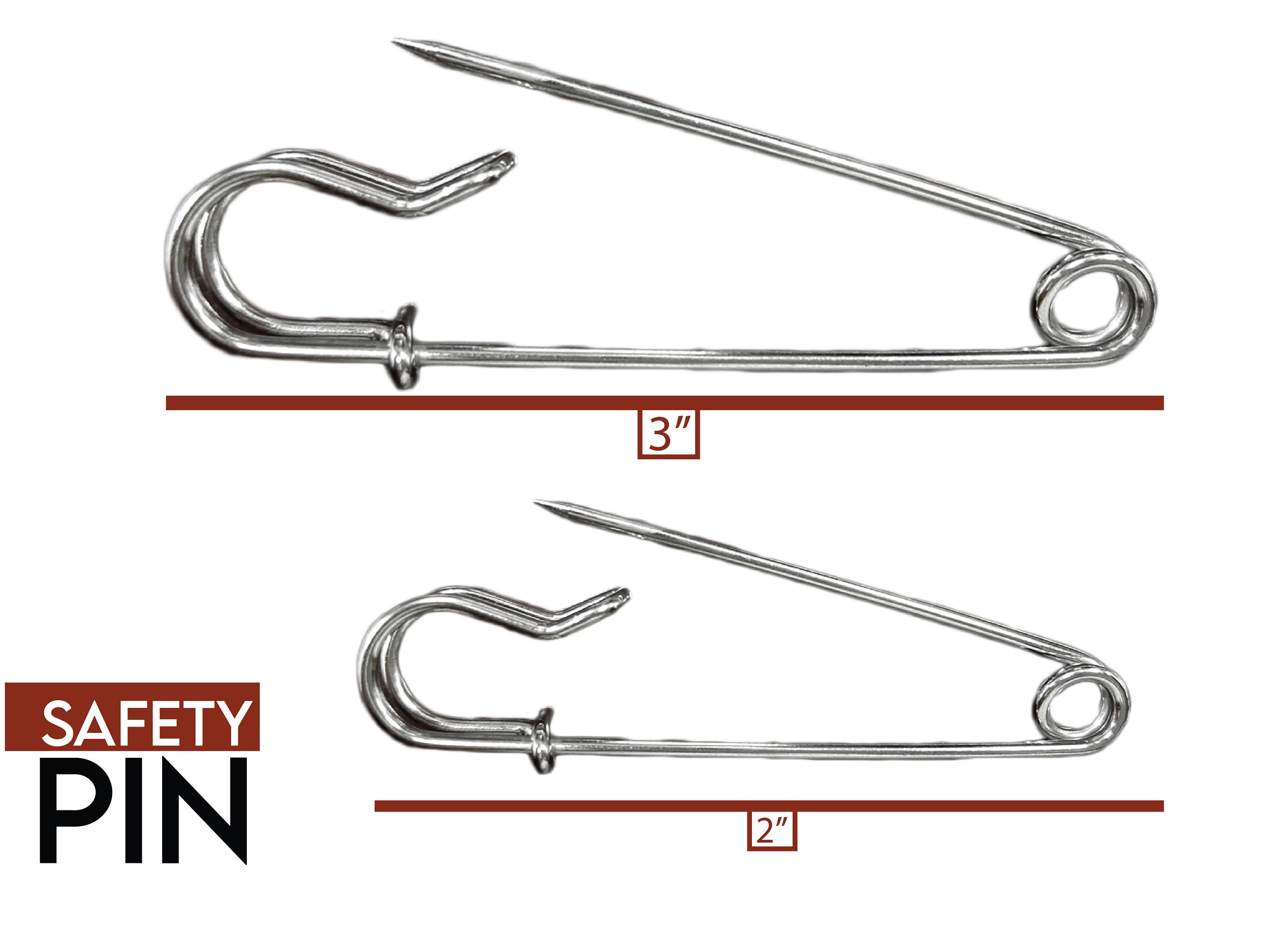 Rhinestone Safety Pin, Jumbo Safety Pins 2”/3