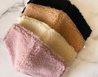 Teddy bear Faux Fur Sherpa Mask Faux Shearling Mask Faux Fur Sherpa Warm Face Mask MA1155-A