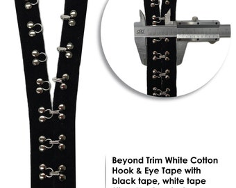 Black / White Hook and Eye Tape Trim With 1 Cotton Tape DL472 / AL199C 