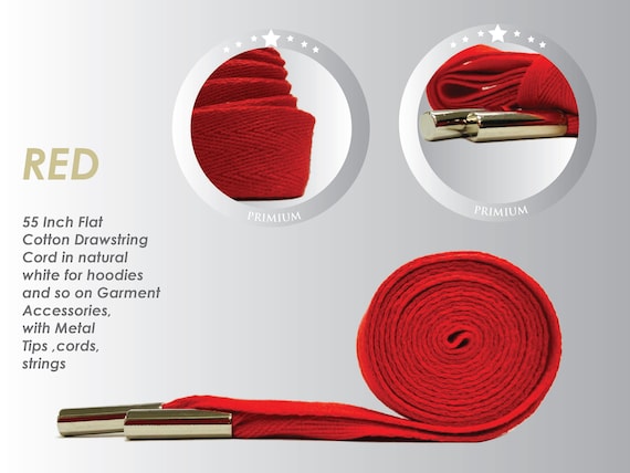 Beyond Trim Drawstring Cord Rope Flat Cotton With Metal Tips 55