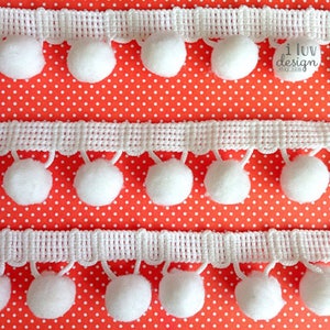 BEYOND Pom Pom Trim • Pom Pom Ball Fringe 1-1/8&quot; Wide Sewing • DIY Crafting • Hair Accessories • Packaging • Card Making - TL492E