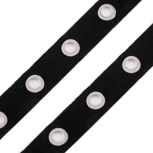 Metal Grommet /Eyelet Tape / Black cotton ribbon with nekel , natural cotton ribbon with nekel  / for bustier, lacing, Gothic style -3yd