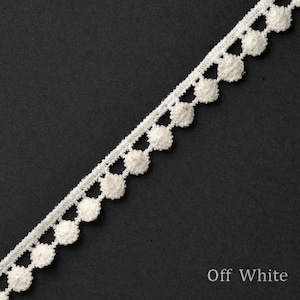 Cotton Small Pom Pom lace trim 1/2&quot; - 10 yd - LA6996D