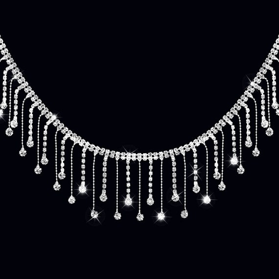 I Yard, Rhinestone Ribbon Tassel Chain Diamond Crystal, Trim for Sewing Crafts Wedding Party Clothing Accessories Female Jewelry (Silver)