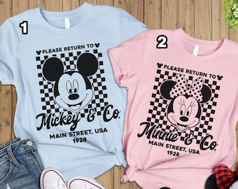 Mickey Minnie & Co Shirt, Please Return To Mickey and Co Main Street USA, Disneyland Couple Shirt, Family Vacation, DisneyTrip 2024 Shirt