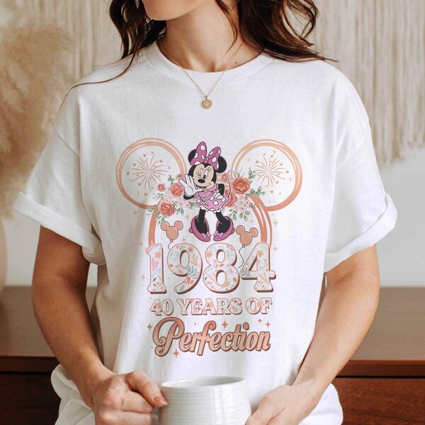 Made in 1984 40 Years of Perfection Disneyland Shirt, Custom Minnie Birthday Shirt, Personalized 40th Birthday Gift