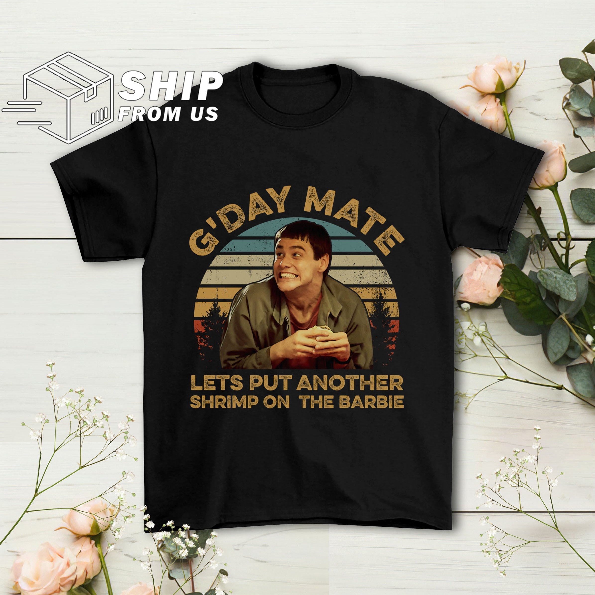 Lloyd Christmas Gday Mate Lets Put Another Shrimp on the Barbie Vintage Tshirt Lloyd Christmas Shirt Dumb and Dumber Fan Gift Shirt Etsy UK