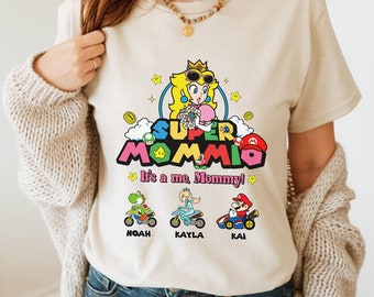 Personalization Super Mommio Shirt, Princess Peach Mom Shirt, Super Mom Shirt, Mama Shirt, Mother's Day Custom Mom Shirt, Mario Mommy Shirt