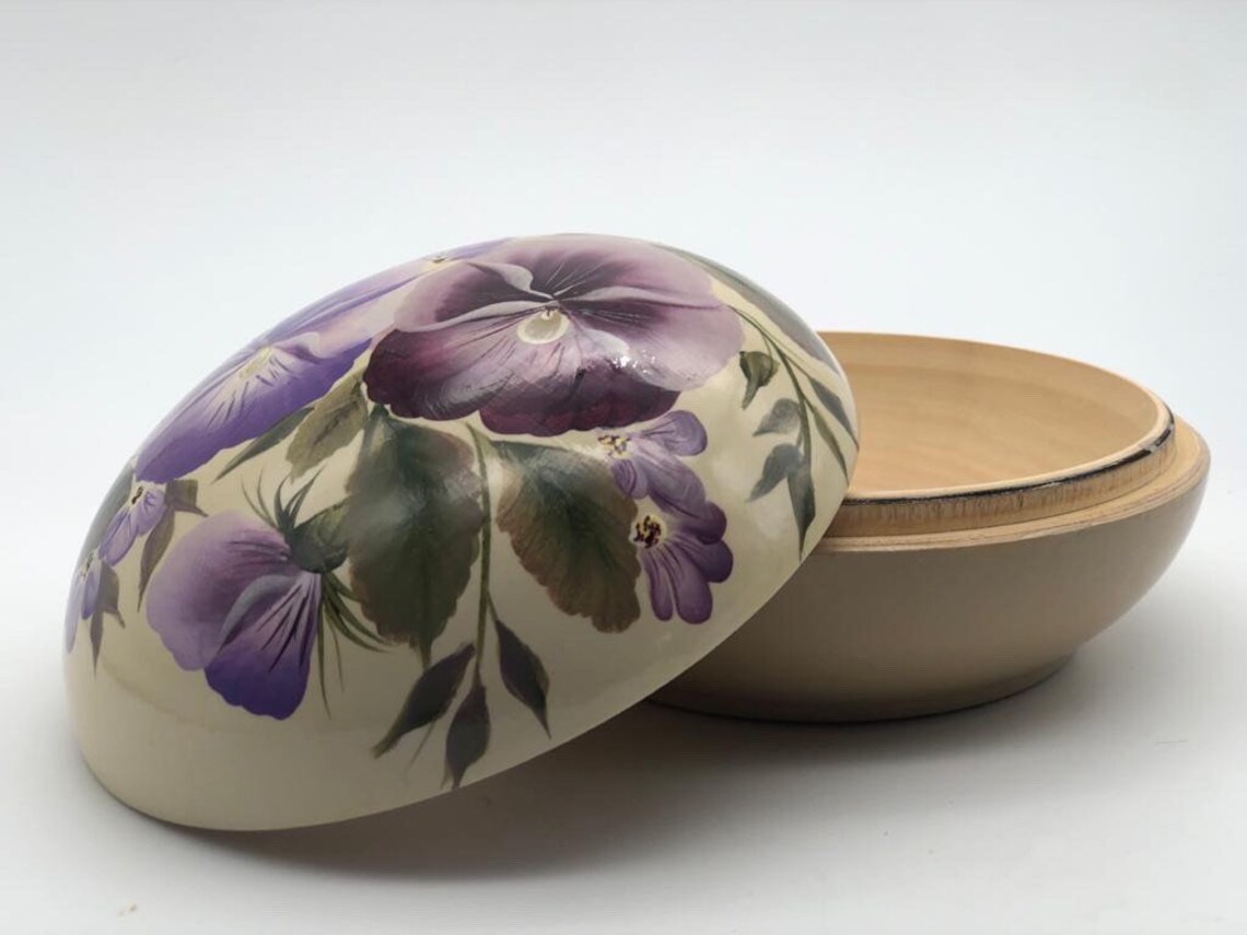 Handpainted wooden box cottagecore jewelry keepsake round box Etsy