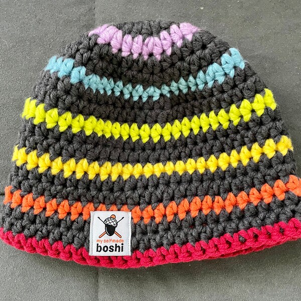 Myboshi Wollmütze Häkelmütze Beanie LGBTQ Regenbogen Gay Pride Grau