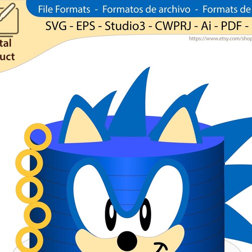 Sonic Head Cake Topper Sonic Rings Run Sonic Game Cutting Etsy