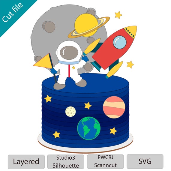 Astronaut Cake Topper Stars Rocket Space Galaxy Etsy Australia