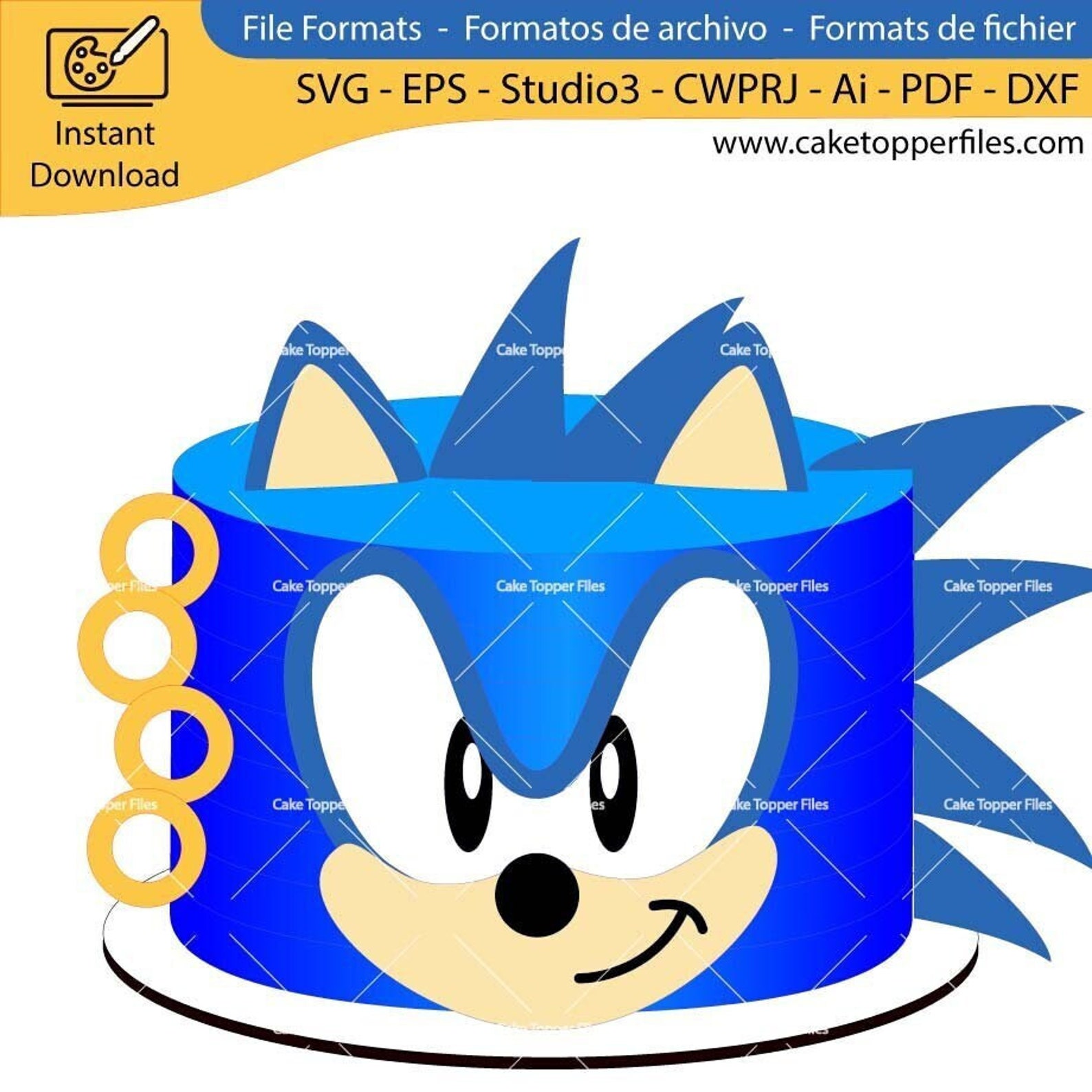 Sonic Head Cake Topper Sonic Rings Run Sonic Game Cutting Etsy Australia