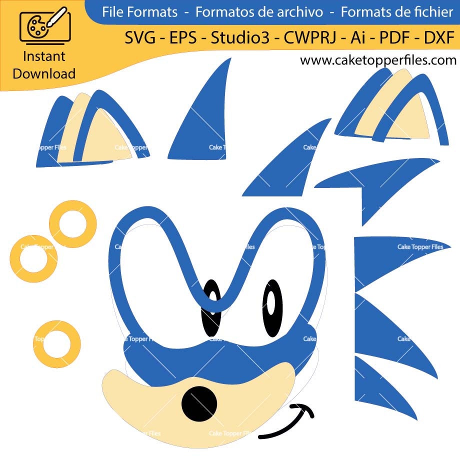 Sonic Head Cake Topper Sonic Rings Run Sonic Game Cutting -  Norway