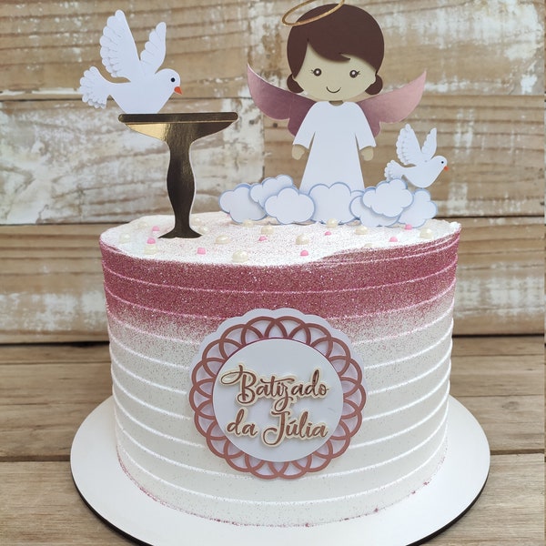 Angels Baptism cake topper, Silhouette, SVG, PWCRJ, Multilayer file, Layered