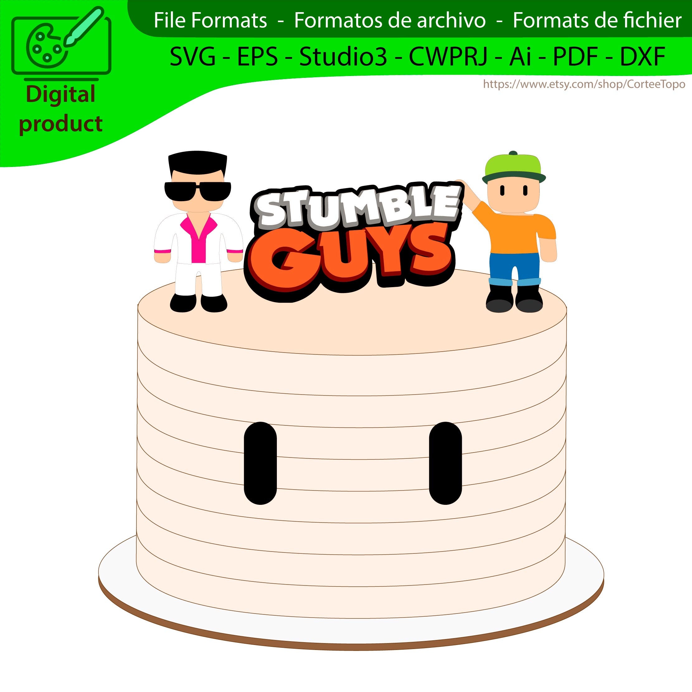 Jogo de fondant Stumble Guys Cake Topper Cake Picture Zuckerbild +
