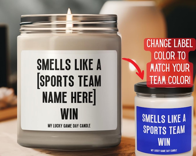 My Lucky Game Day Candle, Custom Sports Team Gift, Hockey Game, Football Game Day, Basketball Team, Personalize Any Team Color, LA Baseball