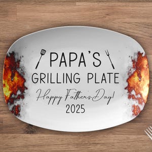 Custom Fathers Day Gift, Papa's Grilling Plate, Grilling BBQ Plate, Birthday Gift For Dad, Personalized Gift For Grandpa, Grill Master Dad