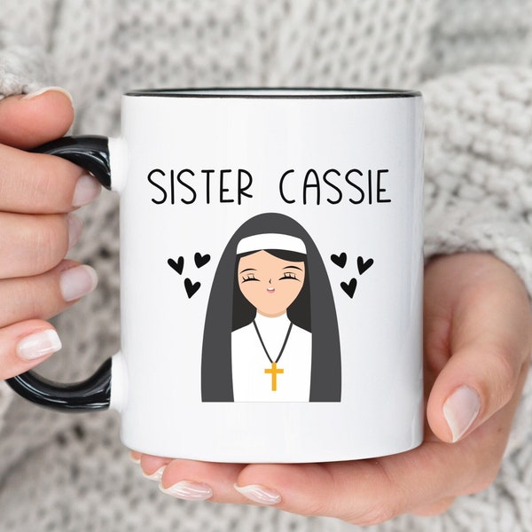 Gepersonaliseerd cadeau voor non-zus, paasmand cadeau-idee, katholieke geschenken vrouwen, religieus, aangepaste zus naam mok, schattig verjaardagscadeau,