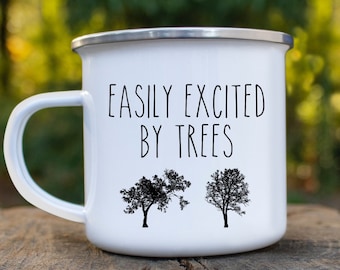 Easily Excited By Trees Coffee Mug, Funny Tree Cutter, Arborist, Lumberjack Gifts, Arboriculture Gift Cup, Tree Pruning, Gifts For Him Mug