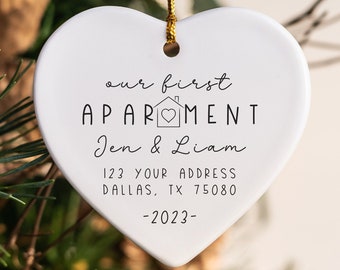 Our First Apartment, Personalized Ornament Keepsake, New House Christmas Gift, Housewarming, Moving Gift, Home Decor, Custom Home Address